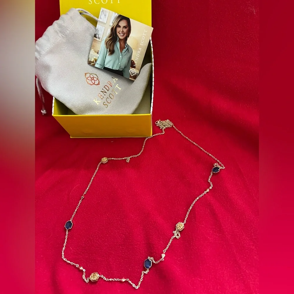 New in package. Kendra Scott cobalt blue and gold necklace - Picture 1 of 1
